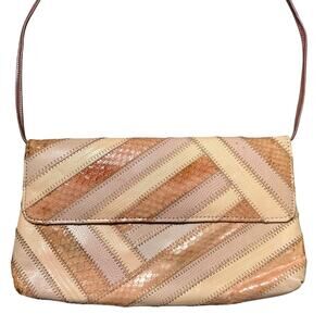 Vintage Pastel Pink Peach Snakeskin Crocodile Bag